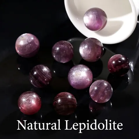 Cuentas Redondas Sueltas de Lepidolita Púrpura Natural Piedras Preciosas Pulidas de Alta Calidad para Accesorios de Joyería DIY