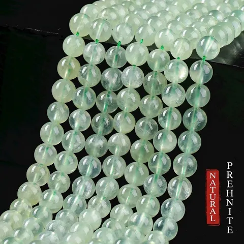Natürliche Prehnit Lose Perlen Poliert Rund Glatt Facettiert Grün Halbedelstein Strang Für DIY Halskette Armband Schmuckherstellung