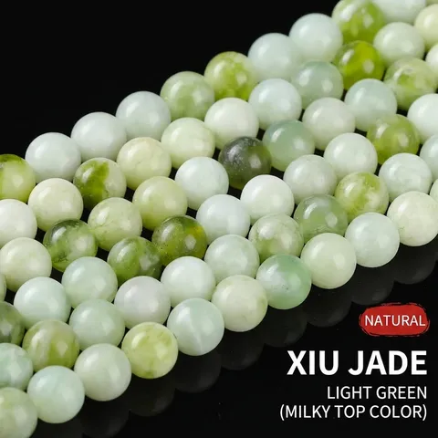Perline Sciolte Tonde in Giada Xiuyu Naturale Perline in Pietra Verde Latte Qingti per Gioielli Fai da Te Bracciali Collane Forniture Artigianali