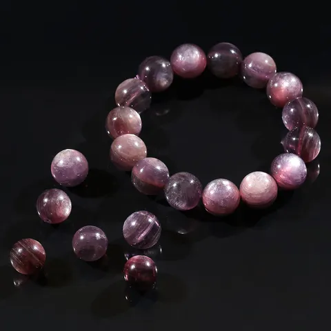 Cuentas Redondas Sueltas de Lepidolita Púrpura Natural Piedras Preciosas Pulidas de Alta Calidad para Accesorios de Joyería DIY