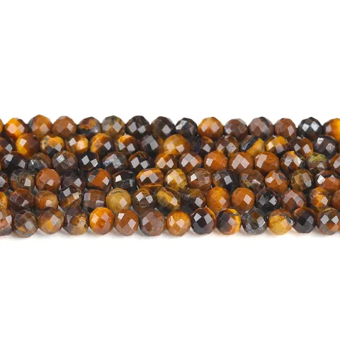 Natural Yellow Tiger Eye Stone Faceted Round Beads Loose Beads For DIY Jewelry Making Bracelet Necklace Accessories