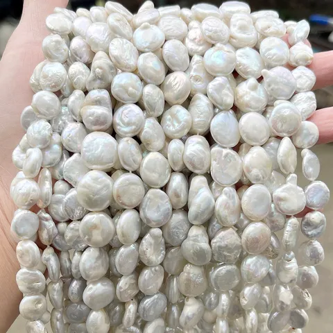 Perles d'Eau Douce Naturelles Baroques en Vrac Blanc Forme Pièce Ovale Irrégulière pour Création de Bijoux DIY Colliers Accessoires