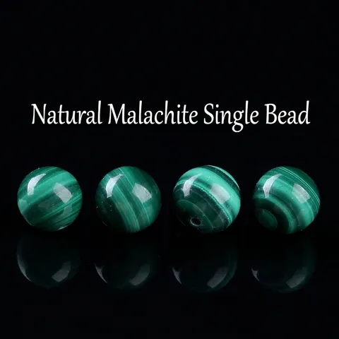 Natural Malachite Round Loose Beads Hand Polished Green Stone Spacer Beads DIY Jewelry Making Bracelet Necklace Craft