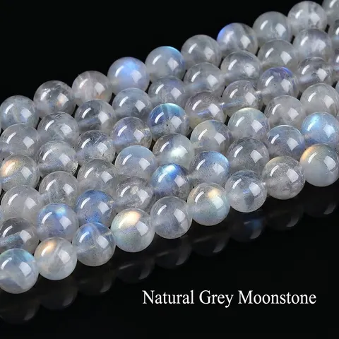 Natürliche Graue Mondstein Lose Perlen Runde Labradorit Blau Glanz Edelstein Perlen Für DIY Schmuckherstellung Zubehör Armband Halskette