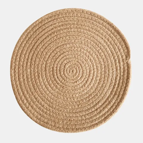 Modern Minimalist Linen Woven Placemat Thickened Round Heat Insulation Bowl Pot Coaster Table Mats For Home Kitchen Dining Decor