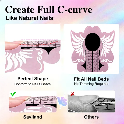 Forme per Unghie Professionali a Forma di Gufo Farfalla Ali UV Gel Estensione Guida Autoadesiva Strumenti per Manicure Linea di Scala