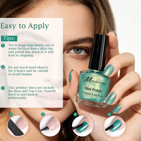 Smalto per Unghie Perlato Misscheering a Base d'Olio Brillante a Lunga Durata Senza Cottura Asciugatura Rapida Manicure Donna