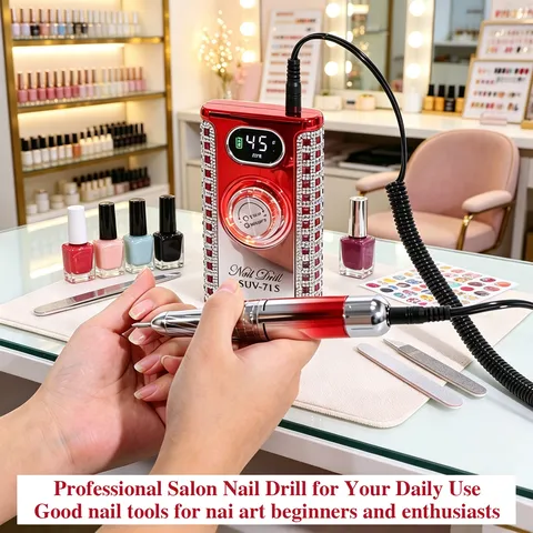 Professional Portable Electric Nail Drill Rhinestone Manicure Grinder Machine USB Rechargeable With LED Display Salon Tools