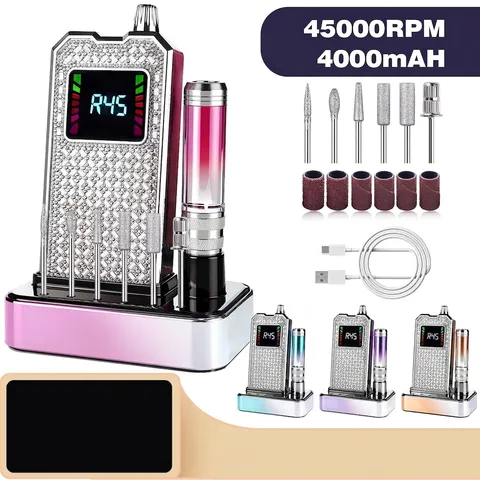 Professional Portable Electric Nail Drill Machine Rhinestone Inlaid Rechargeable Nail File For Salon Home DIY Use Luxury Beauty Tool