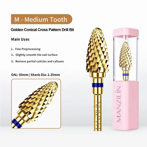 Professional Tungsten Steel Nail Drill Bits For Gel Polish Removal And Manicure Pedicure Tools Titanium Plated Milling Cutters High Hardness Nail Bit For Electric Drill