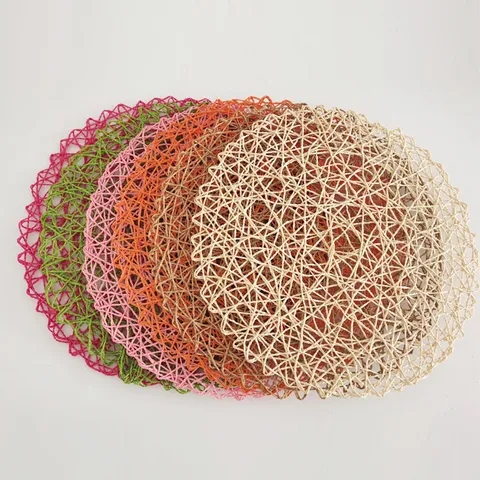 Modern Minimalistisch Rond Papiertouw Tafelset Geweven Warmte-Isolatie Tafelmat Decoratieve Onderzetter Voor Keuken Thuis