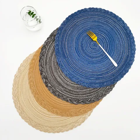 Nordic Cotton Yarn Round Placemat Braided Heat Resistant Table Mat Kitchen Dining Tableware Pad Coaster