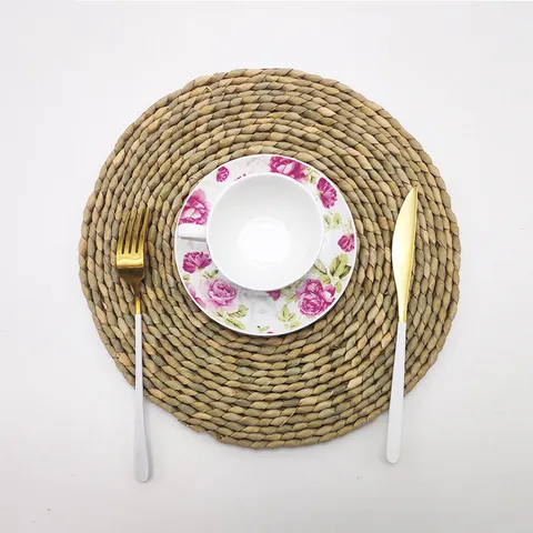 Tovaglietta in Paglia Naturale Tessuta Resistente al Calore Tappetino per CIotola Rotonda Decorazione per Tavolo da Pranzo