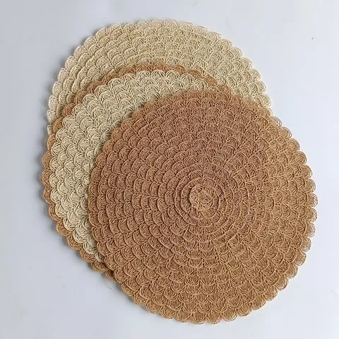 Tovaglietta Rotonda Creativa in Carta Tessuta Tinta Unita Bordo Ondulato Tovaglia Termoresistente Stile Francese Sala da Pranzo Arredamento Casa
