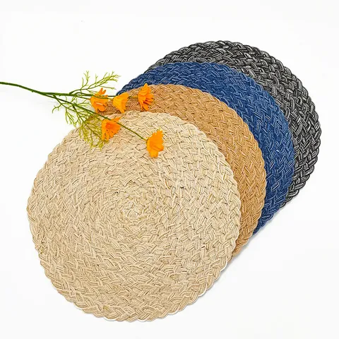 Tovaglietta in Filo di Cotone Intrecciato Minimalista Resistente al Calore Tondo Tovaglietta Spessa Tazza Decorazione Cucina