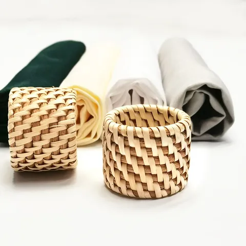 Modern Minimalist Rattan Napkin Ring Handmade Woven Straw Napkin Holder Table Setting Decor For Home Hotel Dining Table