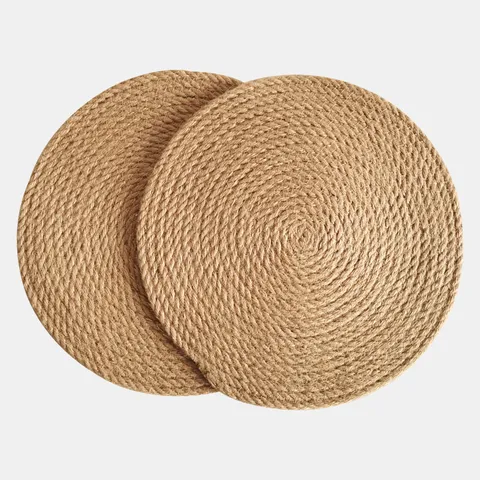 Tovagliette Naturali in Iuta e Lino Intrecciate Tonde Ovali Sottobicchieri Resistenti al Calore Per Tavolo da Pranzo Cucina Decorazione