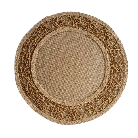 Round Jute Paper Woven Placemat Heat Insulated Table Mat Modern Minimalist Dining Table Decoration Kitchen Accessories