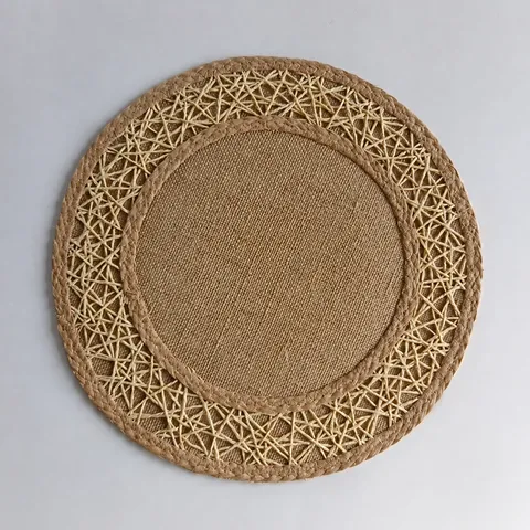 Round Jute Paper Woven Placemat Heat Insulated Table Mat Modern Minimalist Dining Table Decoration Kitchen Accessories