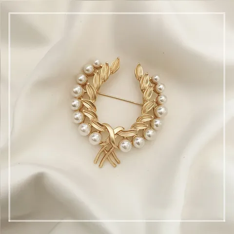 Vintage Pearl Weizenähre Brosche Elegante Legierung Künstliche Perle Kranz Nadel Mode Kleidung Zubehör Für Damen
