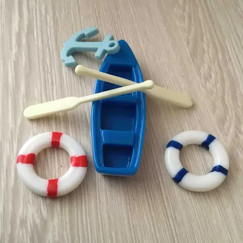 Miniature Resin Boat Oars Anchor Lifebuoy Marine Theme DIY Landscape Figurines Mediterranean Style Home Table Decor Accessories