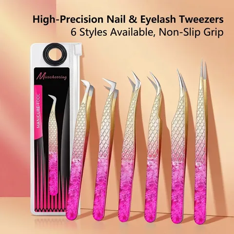 Professionelle Hochpräzise Wimpernverlängerung Pinzette Edelstahl Rutschfester Griff Für Nagelkunst Handwerk Damen Werkzeug