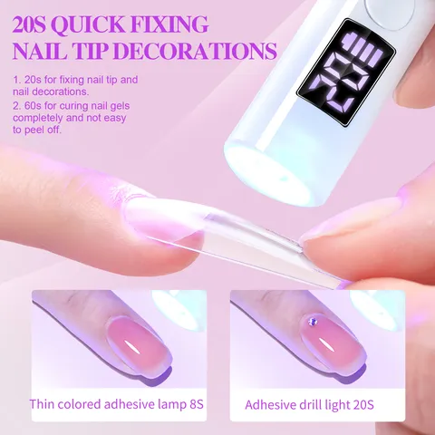 Mini Lámpara de Uñas Portátil Recargable USB Luz UV LED para Curado de Esmalte en Gel Pantalla Digital Secador de Uñas Herramienta Manicura