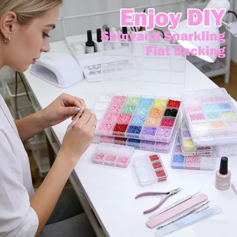 Mixed Color 3D Resin Flower Nail Art Decorations Floral Manicure Accessories With Bead Centers For DIY Nail Design Set