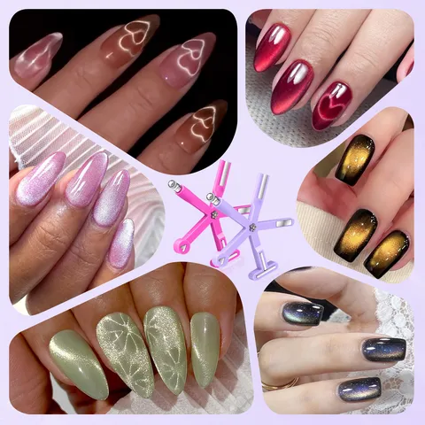 Multifunctional Acrylic Cat Eye Nail Magnet Tool Strong Magnetic Rhinestone Flower Eight In One Nail Art Design Magnet Board
