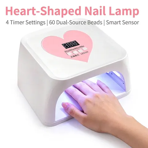 Lámpara de Uñas UV LED Profesional en Forma de Corazón 60 LED Alta Potencia Secado Rápido para Salón de Manicura Enchufe US EU