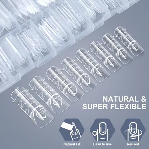 Plastica Trasparente Francese Stampi Unghie Linea Scala Chiaro Acrilico Gel Estensione Unghie Stampo Nail Art Per Donne