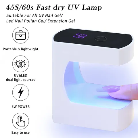 Mini UV LED Nail Lamp Portable USB Nail Dryer With Digital Display Timer 6 LED Beads For Gel Polish Nail Art Tools Q8