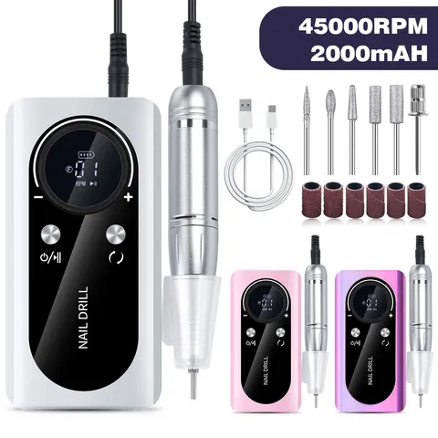 Professional ABS Metal Portable Electric Nail Drill Machine Rechargeable Manicure Pedicure Polisher With LCD Display V2 For Salon Home Use