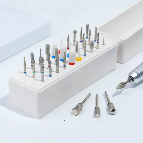 30 Holes Nail Drill Bit Storage Box Portable Nail Polishing Head Display Stand Case Professional Manicure Bits Organizer
