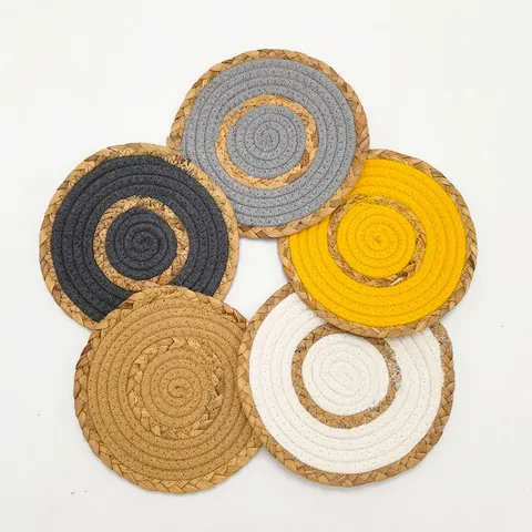 Nordic Straw Cotton Woven Placemat Heat Insulation Mat Table Coaster Home Dining Table Pad Kitchen Dining Decor