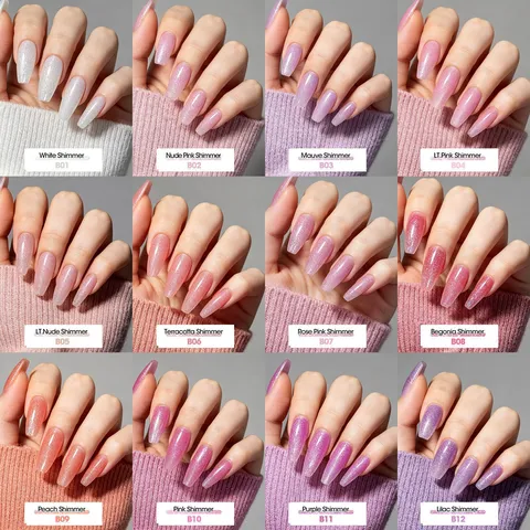 MANZILIN Shimmer Poly Nail Extension Gel Nude White UV LED Builder Gel Quick Building Sculpting Nail Art Tool For Women