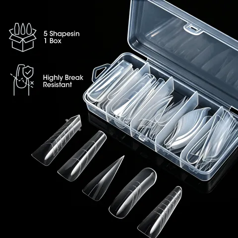 Misscheering 75 Pezzi Dual Form Trasparenti per Unghie Allungamento Rapido Poly Gel Kit Professionale per Manicure