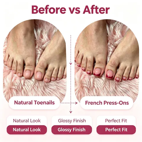 French Short Toenail Press-ons Glossy Nude Fake Nails Toe Nail Tips For Women Pedicure Art Manicure Ornament