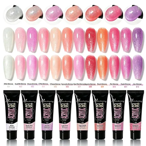 Professional Nail Extension Gel Shimmer Acrylic Sequin Poly Builder Gel For Fast Building UV LED Soak Off Manicure Nail Art Tool
