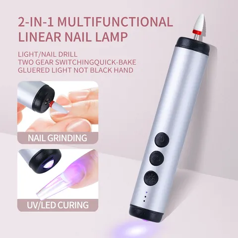 2-In-1 Electric Nail Drill Portable UV LED Nail Lamp Rechargeable Manicure Machine For Polishing Dead Skin Removal Alloy Body