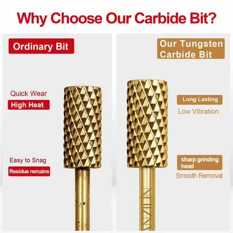 Professional Tungsten Steel Nail Drill Bits For Gel Polish Removal And Manicure Pedicure Tools Titanium Plated Milling Cutters High Hardness Nail Bit For Electric Drill