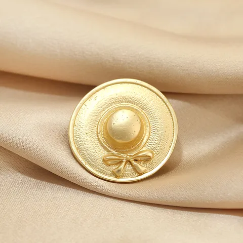 Vintage Gold Metal Hat Brooch Pin With Bow Elegant Suit Coat Corset Accessories Fashion Jewelry Gift For Women
