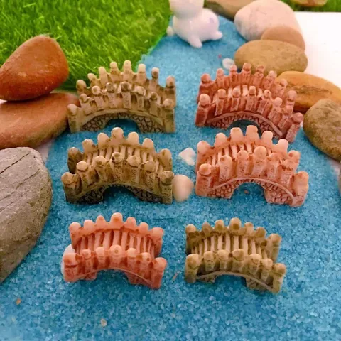 Miniature Resin Arch Bridge Figurine For Moss Micro Landscape Bonsai Fairy Garden Accessories Decor Stone Texture Ornament