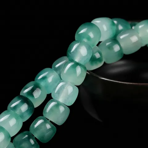 Schwebendes Blumenmuster Chalcedon Fassperlen Runde Lose Edelsteinperlen Für DIY Schmuckherstellung Armband Halskette