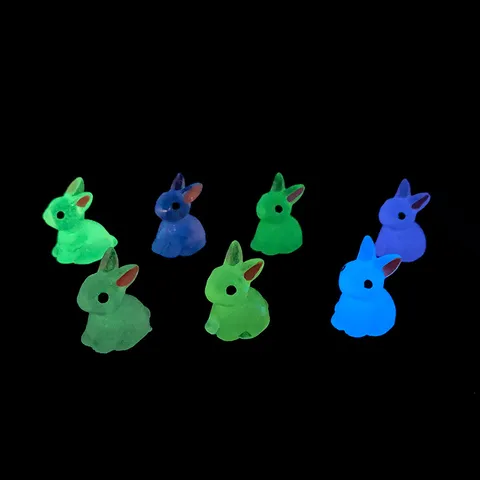 Lumineux Résine Lapin Micro Paysage Ornement DIY Artisanat Mignon Lapin Figurine Lumineux Fée Jardin Décor Accessoires