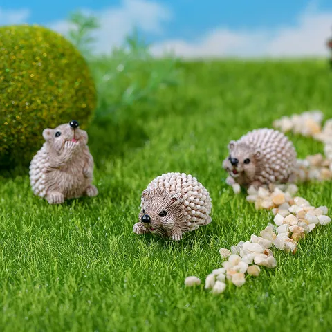 Mini Figurines Hérisson Et Champignon En Résine Micro Paysage Ornements De Jardin Statues D'Animaux Mignons