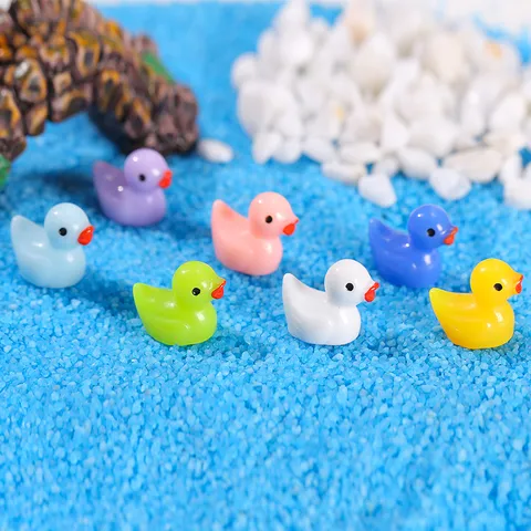 Mini Adornos de Pato de Resina Estatuilla de Patito Colorida Para Micropaisaje Jardín de Hadas Casa de Muñecas Acuario Decoración de Macetas