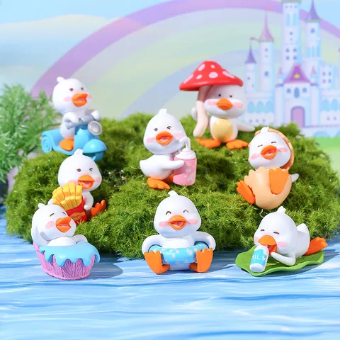 Ensemble de Figurines de Canard Mignon Miniature en Résine Animal de Dessin Animé Ornement deBureau Décoration de Jardin
