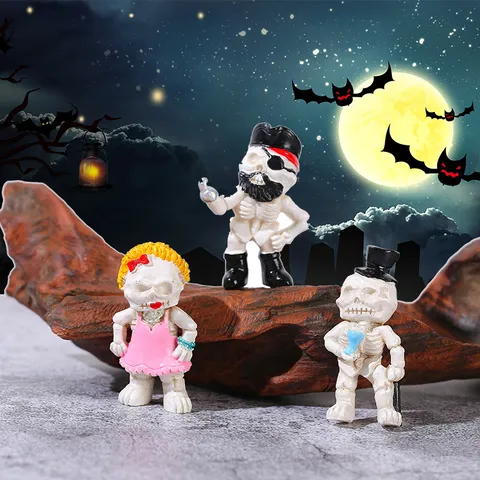 Ornements de Squelette d'Halloween Artisanat en Résine Figurine de Crâne Effrayante Décoration de Bureau Accessoires de Fête