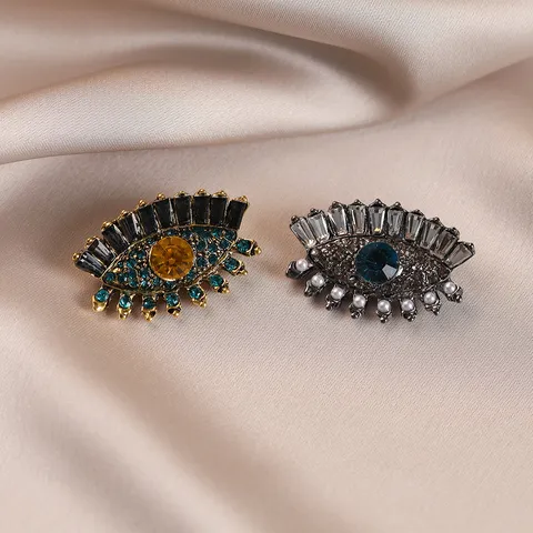Modieuze Boze Oog Broche Pin Legering Strass Kunstparel Trui Jas Decor Reversspeld Sieraden Cadeau Voor Dames